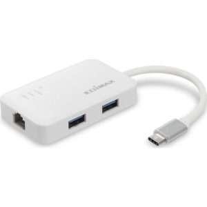 Edimax EU 4308 USB 3.1 Hub 3 Θυρών με σύνδεση USB C Ethernet Λευκό